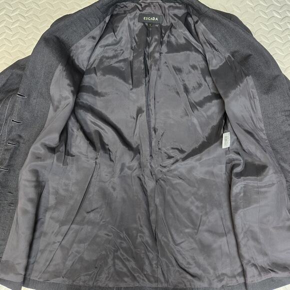 Escada Wool Blazer Size 6 (36) Charcoal Gray Longer Length Designer Quiet Luxury - Picture 7 of 10